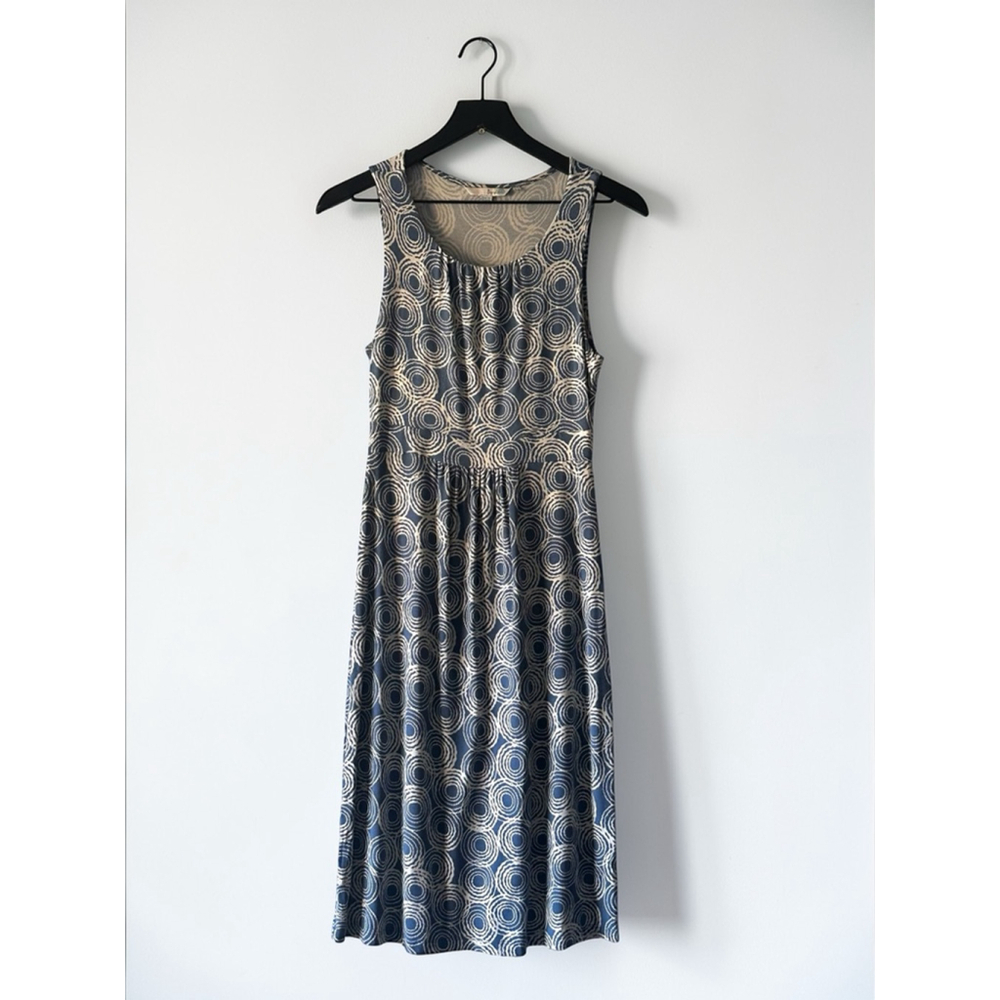 Boden Blue Circle Print Sleeveless Midi Dress US 4 Spring